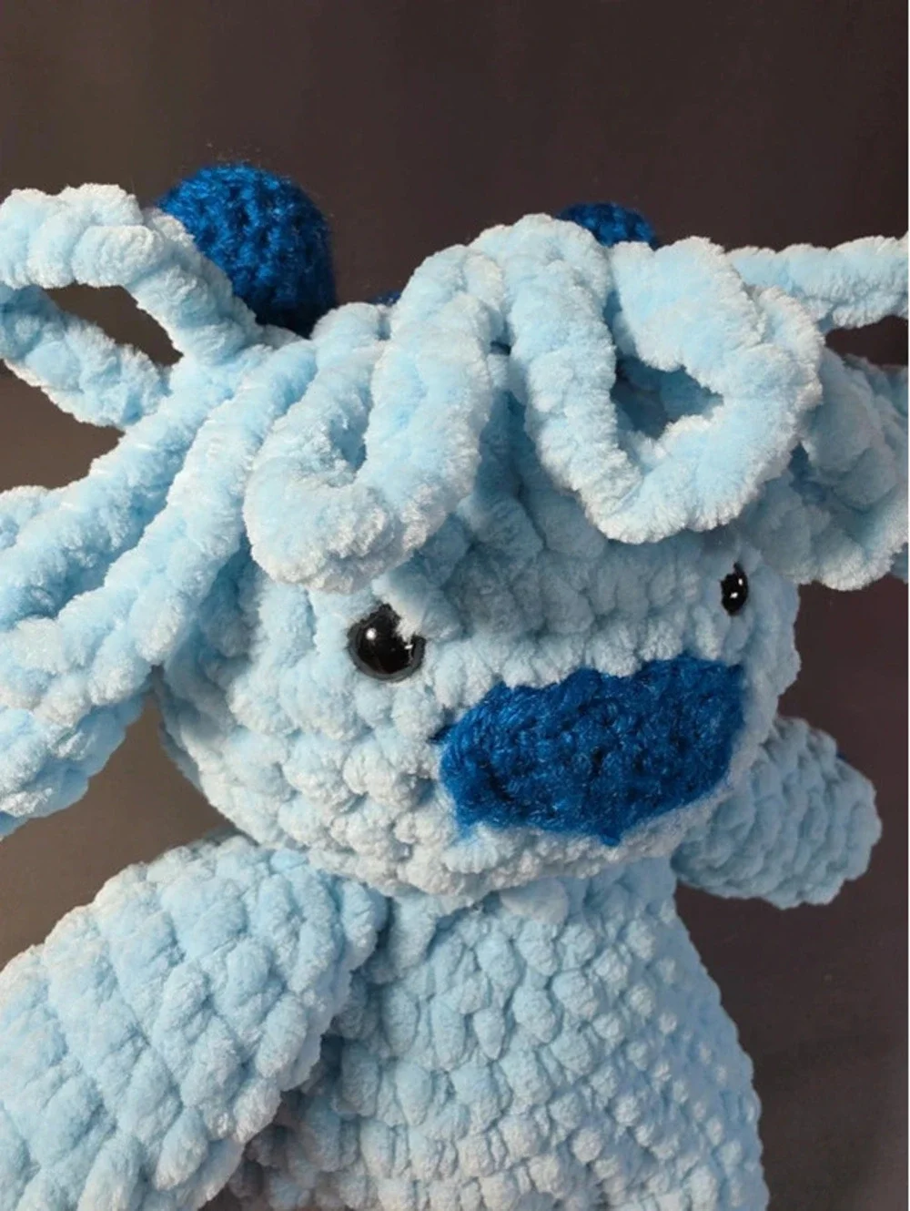 Handmade Blueberry Highland Cow Crocheted Plushie Amigurumi Toy